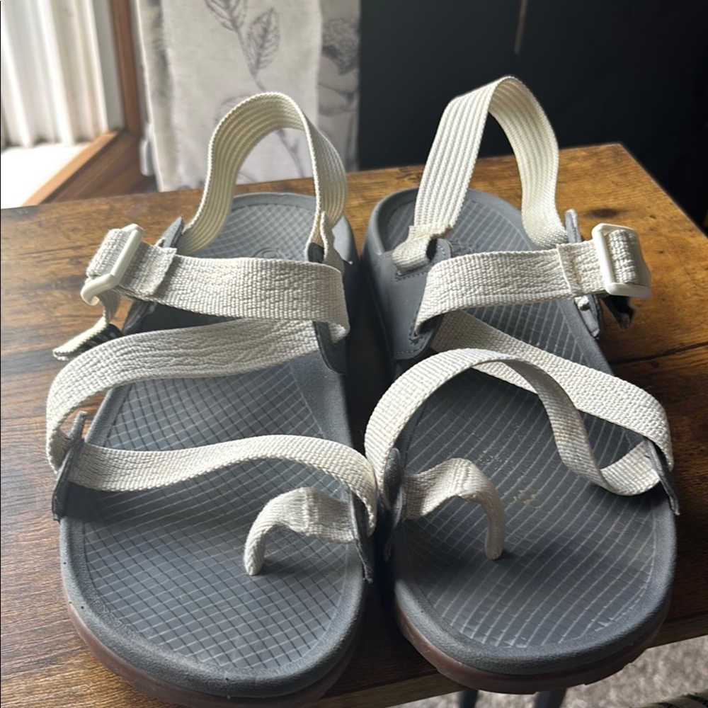 Chaco Cream and Gray Sandals